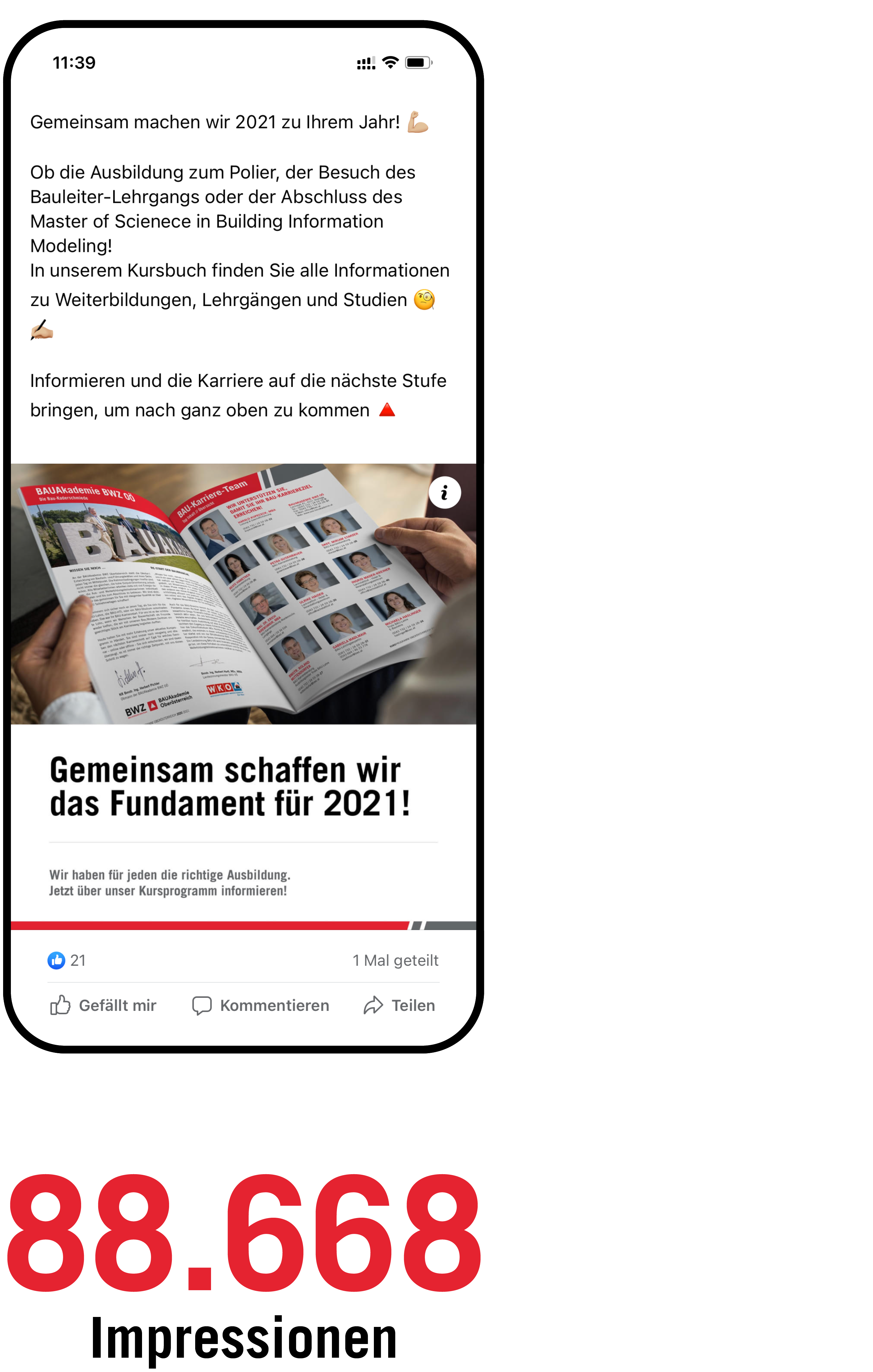 BAUAkademie BWZ OÖ – Social Media Betreuung | MOREMEDIA®