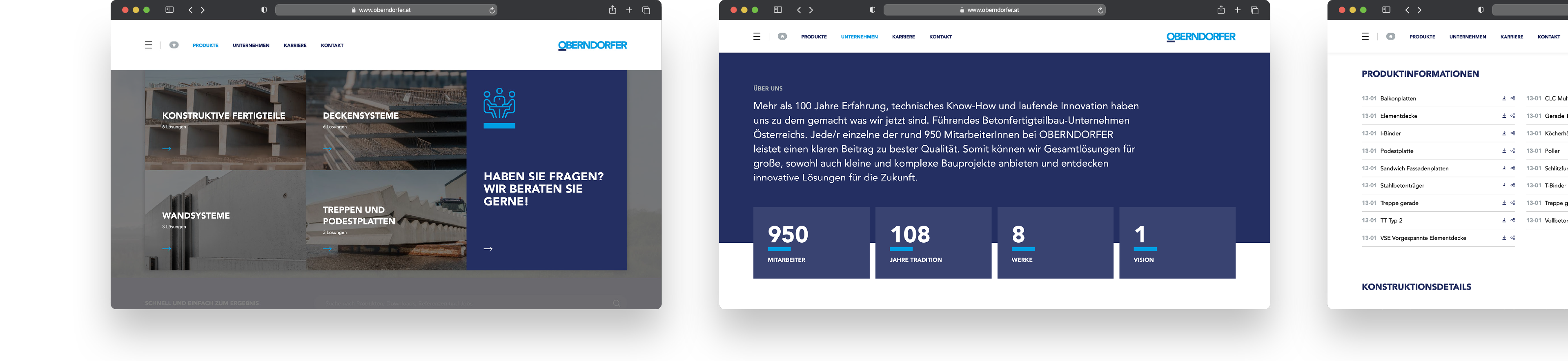 OBERNDORFER – Neue Website für den Pionier im Bereich Betonfertigteile | MOREMEDIA®