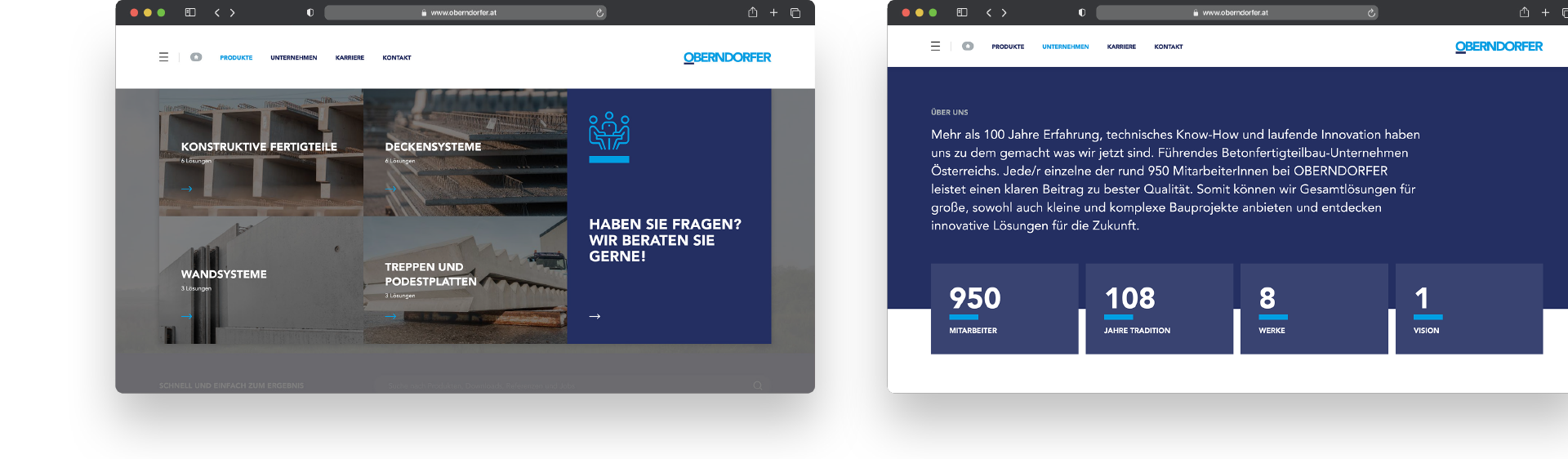 OBERNDORFER – Neue Website für den Pionier im Bereich Betonfertigteile | MOREMEDIA®