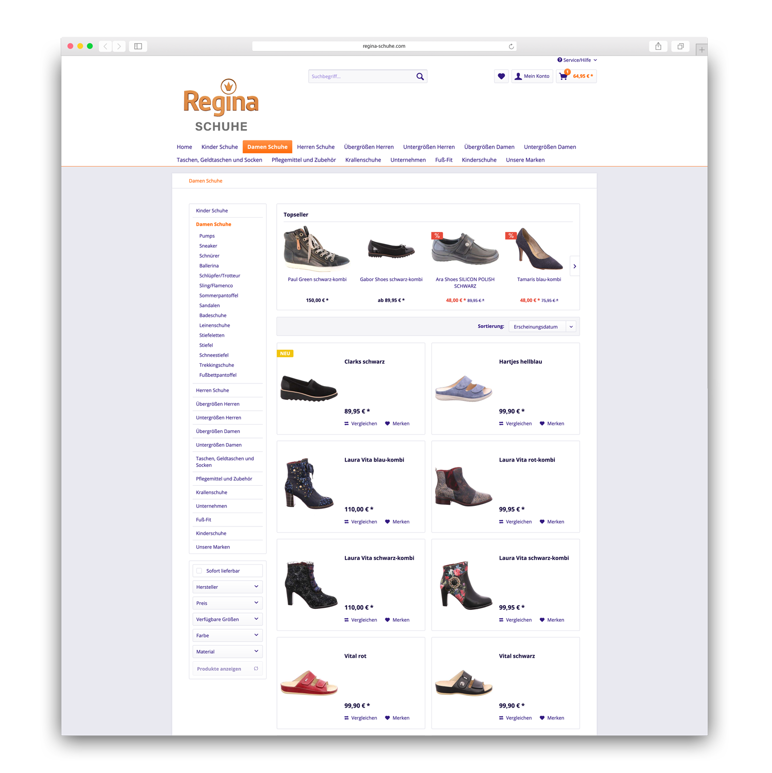 regina schuhe website vorher 3 moremedia werbeagentur linz